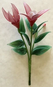 Antiguo DELICADO Arte Vidrio REALISTA Arándano Rosa Flor ☼ Ramo Soplado a Mano - Imagen 1 de 3