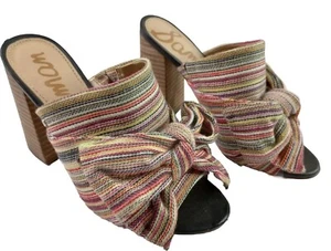 Sam Edelman  Yumi Striped Bow Heeled Mules Sandals  Size 6M - Picture 1 of 8