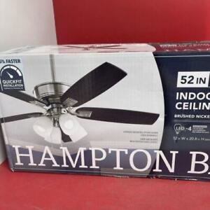 Hampton Bay Devron II 52" LED Indoor Brushed Nickel Ceiling Fan with Light Kit