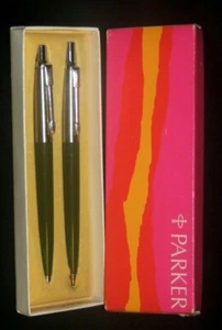 Parker Jotter Set Olive Ballpoint Pen & 0.9mm Pencil New In Box Made In Usa - Picture 1 of 2