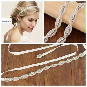 Thin Crystal Wedding Dress Belt Bridal Sash Rhinestone Hair Headband Accessories - Picture 1 of 25