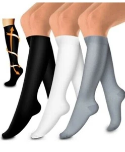 Best Compression Socks Medical & Athletic Running Flight Travel Nurses (3 Pairs) - Picture 1 of 8