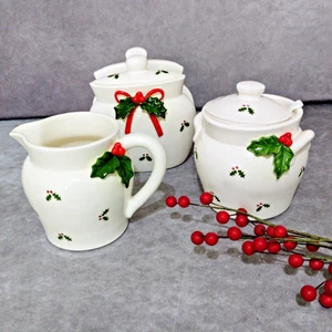 Otagiri Japón “CALICO HOLLY” Navidad Condimento/Azúcar Cuencos/Crema/Bandeja para Servilletas - Imagen 1 de 8