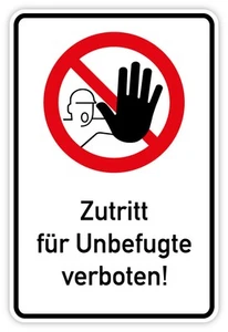 Sticker "Entry for Unauthorized Persons Prohibited!" Combo Symbol Foil | Choose Size - Picture 1 of 4
