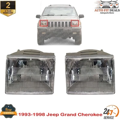 Conjunto de faros halógenos lado izquierdo y derecho para Jeep Grand Cherokee 1993-1998 Foto 1 de 4