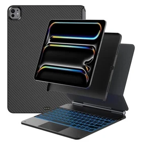 Magic Style Magnetic Keyboard w Carbon Fiber Back Case For iPad Pro 13" 2024 M4 - Bild 1 von 9