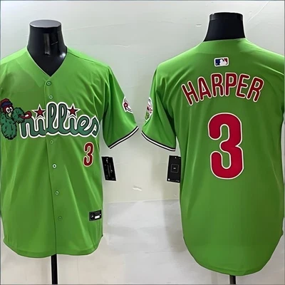 PHILADELPHIA PHILLIES Men's #3 Bryce Harper Green Phanatic Limited All Stitched Jersey