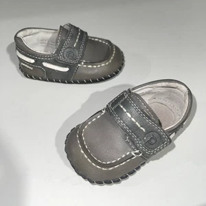 Pediped Leather Norman Boat Shoes Gray 6-12 months Dress Up Casual First Steps - Picture 1 of 9