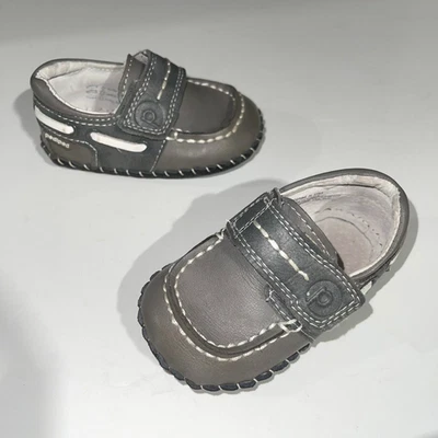 Zapatos de Barco Norman de Cuero Pediped Gris 6-12 Meses Vestir Informales Primeros Pasos Foto 1 de 4