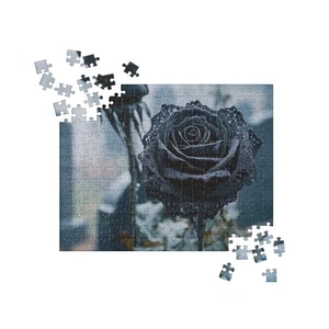 Black Lace Rose Puzzle Gothic Victorian Mourning Dark Academia Cemetery Jigsaw - Picture 1 of 7
