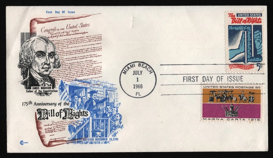 #1312 5c Bill of Rights-Combo, Cover Craft H/C FDC **ANY 5=FREE SHIPPING** - Image 1 of 1