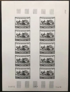 Briefmarken Grafik Deutsche Post auf Karton der Saar Michel No. 291 als Bogen - Bild 1 von 1