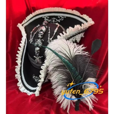 Adult Pirate Tricorne Hat Pirates of the Caribbean Jack Sparrow Cosplay Gift New - Image 1 of 4