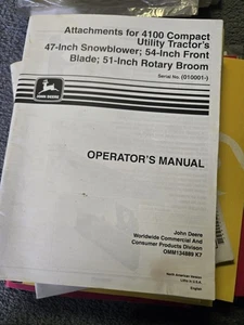 JOHN DEERE OPERATORS MANUAL 4100 TRACTOR ATTACHMENTS SNOWBLOWER BROOM - Picture 1 of 1