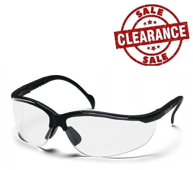 (2) Safety Glasses - Clear Lens with Black Frame - Anti-Fog - MS-97250 Foto 1 de 1