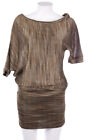 Super Trash Cocktail Dress Glitter Batwing Sleeves S brown