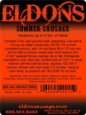 Eldon's Smoked Summer Sausage Seasoning - Choose Your Preferred Size! - Image 1 of 4