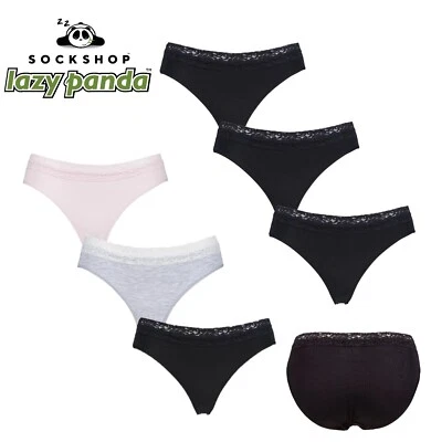 Womens Bamboo Briefs 3 Pair Pack Sizes 8,10,12,14,16,18,20 - SOCKSHOP Lazy Panda