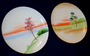 2 Meito China Small Hand Painted Plates Made in Japan Gold Edging 6.5" - Picture 1 of 4
