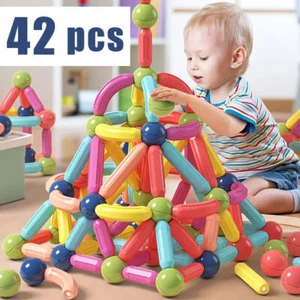 Magnetic Rod DIY Building Blocks Toddlers Educational Sensory Montessori Toy New - Picture 1 of 12