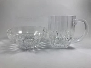 Vintage CRISTAL D’ARQUES-DURAND "BRETAGNE" KLARSCHNITT DESSERT / OBSTSCHALE & BECHER - Bild 1 von 6