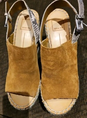 Sandalias alpargata Dolce Vita de gamuza tostada piel de serpiente cuña talla 9 zapatos Foto 1 de 4