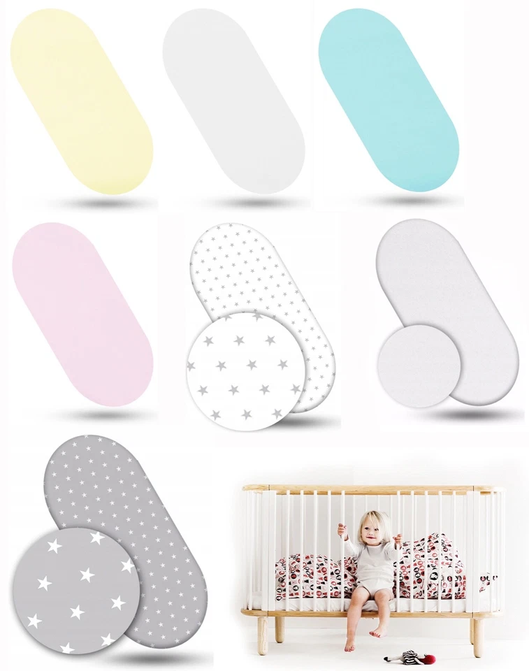 BABY MAM Superweiches Spannbettlaken Jersey dehnbar 100% Uni Baumwolle Passform Moses Korb 75x30