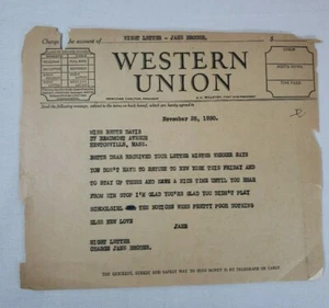 1930 Bette Davis ORIGINAL Paper Western Union Telegram from Agent Jane Broder - Picture 1 of 8