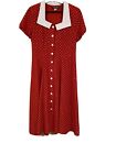 Vintage Tabby Red & White Polka Dot Midi Dress Size L Pin Up Rockabilly Buttons