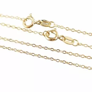 22K vergoldete über Sterlingsilber Halskette-Kabel flache ovale Kette (alle Größen) - Bild 1 von 4