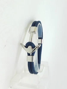 Damen Herren Unisex Armband Anker Surfer Kordel Seil Stoff Blau/Silber 840011 - Bild 1 von 6