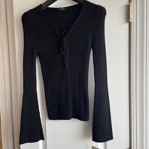 Roberto Collina Womens Black Bell Sleeve Cabled Ribbed Knit Sweater Sz S - Picture 1 of 9