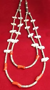 Collana fetish orso doppio filo MoP, corallo e perle sterling - 22" - Foto 1 di 3