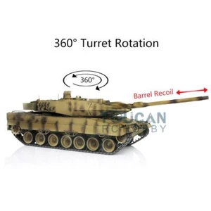7.0 Henglong 1/16 Yellow Leopard2A6 3889 W/ 360° Turret Barrel Recoil RC Tank - Picture 1 of 8