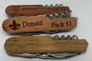 Wood Handle 7 Function Folding PERSONALIZED Pocket Knife  - Picture 1 of 6
