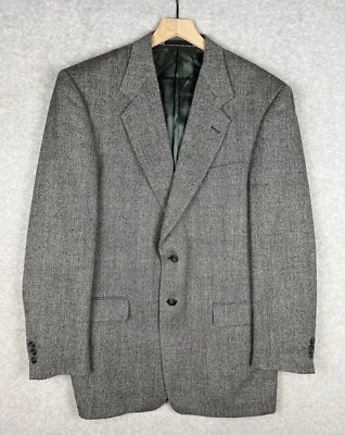 Oliver Sport Coat Mens 43L Black Gray Wool Baby Alpaca Blazer Jacket Two Button - Image 1 of 4