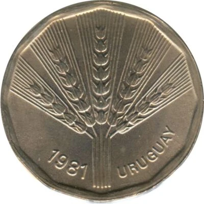 Uruguayan Coin Uruguay 2 Nuevos Pesos | FAO | Wheat Ears | 1981 - Image 1 of 4
