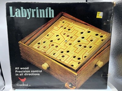 Cardinal Labyrinth Solid Wood Maze Game Solitaire Puzzle With Box & Marble - Image 1 of 4