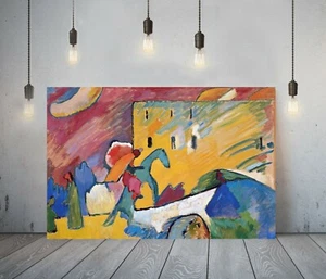 KADINSKY 11-FRAMED CANVAS ABSTRACT WALL ART PICTURE PAPER PRINT- YELLOW RED - Picture 1 of 15