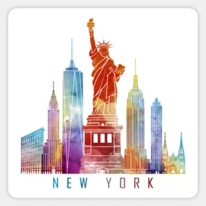Adesivo decalcomania vinile acquerello skyline di New York City decorazione laptop citazione paraurti - Foto 1 di 1