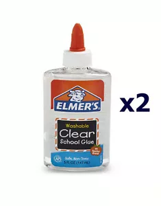 2 x Elmer''s School Glue Clear Slime Washable 5 oz Ships from USA Brand New - Picture 1 of 3