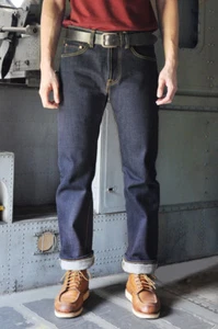 Simple&Raw Heavy Martin 21oz Gold Selvedge Denim Men's Jeans Slim Straight Fit - Picture 1 of 9