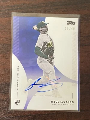 JESUS LUZARDO 2020 TOPPS ON-DEMAND ROOKIE PROGRESSION BLUE AUTO 25/49 - Image 1 of 2