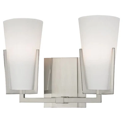 Aplique de baño Hudson Valley Upton 2 luces $654 en níquel satinado CAJA ABIERTA Foto 1 de 4