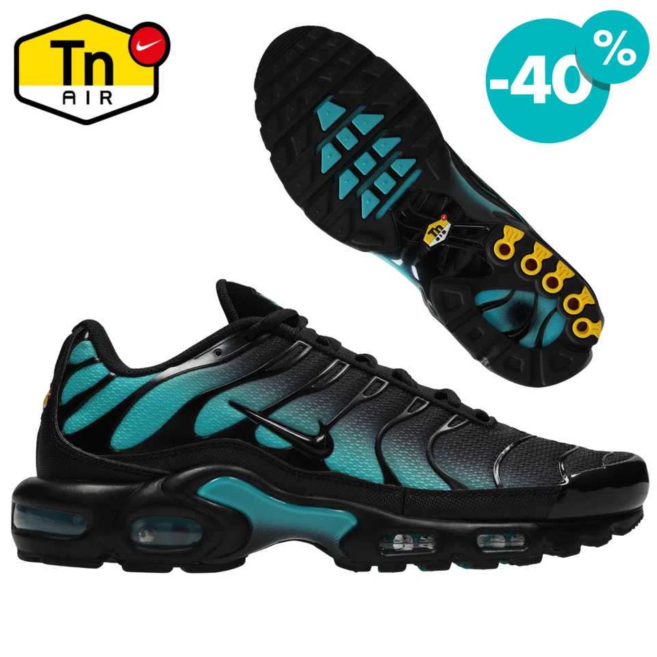 Nike Air Max Plus TN Nero Turchese Uomo Donna Sneakers Originali Nuove - Immagine 1 di 4