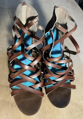 Sandalias de cuña Blowfish Malibu Gladiator marrón para mujer talla 9” Foto 1 de 4