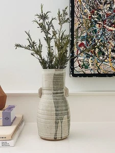Vintage Mid Century Steinzeug Keramik Vase RT Ron Taylor KCAI Shino Glasur - Bild 1 von 9