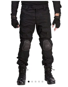 Han Combat Pants with Knee Pads Assault Pants Military Trousers Hunting Black - Picture 1 of 5