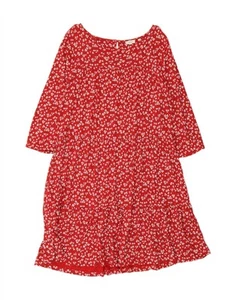 FAT FACE Womens 3/4 Sleeve Maxi Dress UK 18 XL Red Floral Cotton DH41 - Picture 1 of 3