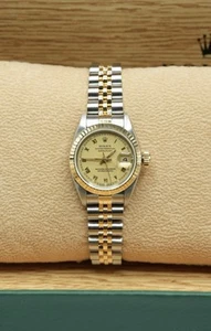Ladies Steel & Gold Rolex Datejust 26 69173 Factory Champagne Roman Numeral Dial - Picture 1 of 5